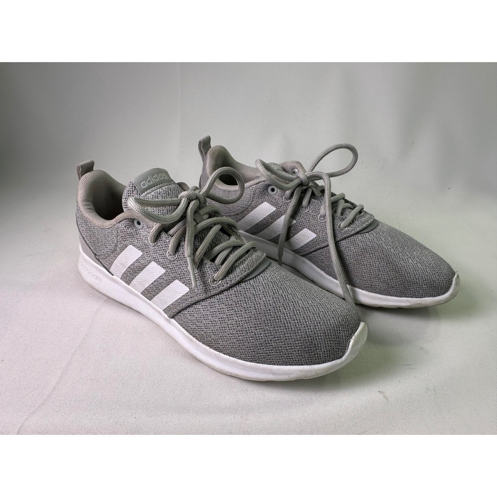 Adidas QT Racer 2.0 Women Sz 8.5 Grey White Cloudfoam Running Shoes FY8312 Laced